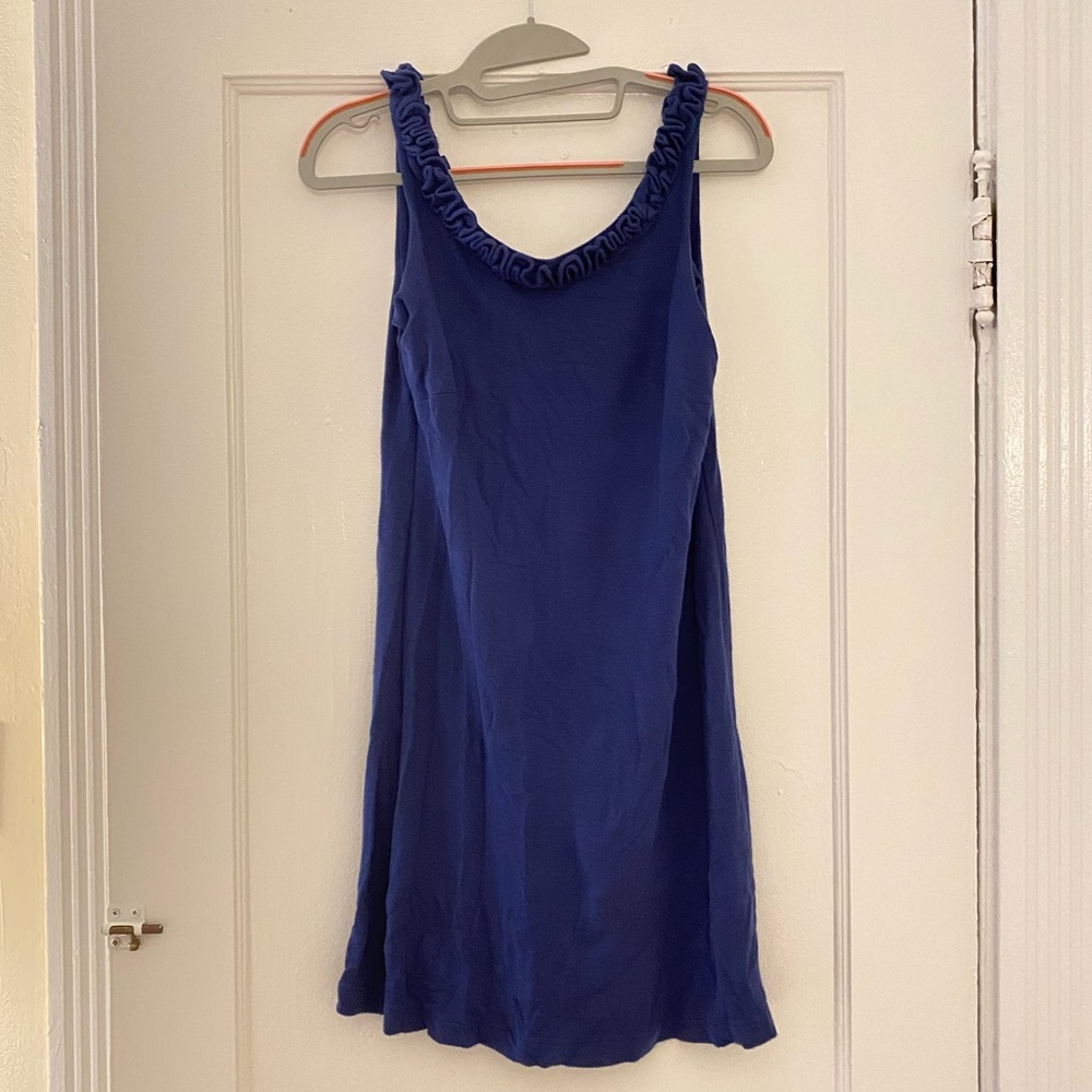 J. Crew Blue Ruffle Tank Dress